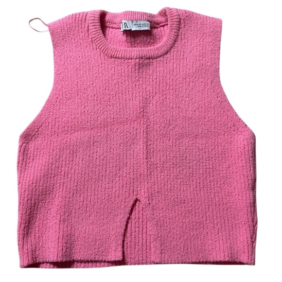Zara women’s pink knit crop sweater tank U.S. size medium excellent condition - Picture 2 of 5